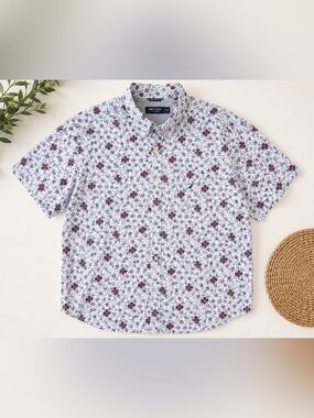 Nautica Navtech Men’s 3XL Floral Short Sleeve Button Down Shirt Big & Tall